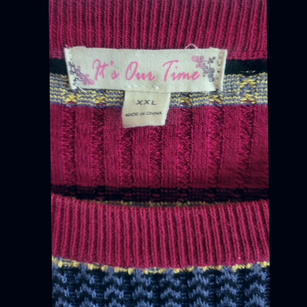🌿"It's Our Time" Women's Multicolor Striped Rib-Knit Sweater Size Med-XXL 1Size - Picture 5 of 11